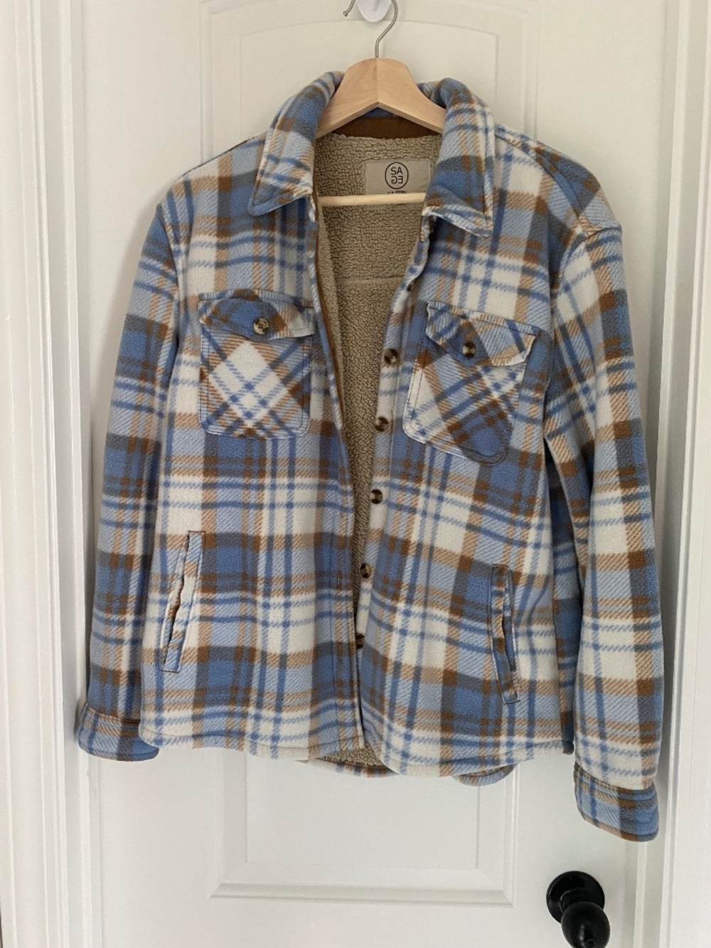 Sage Blue Sherpa Lined Flannel
